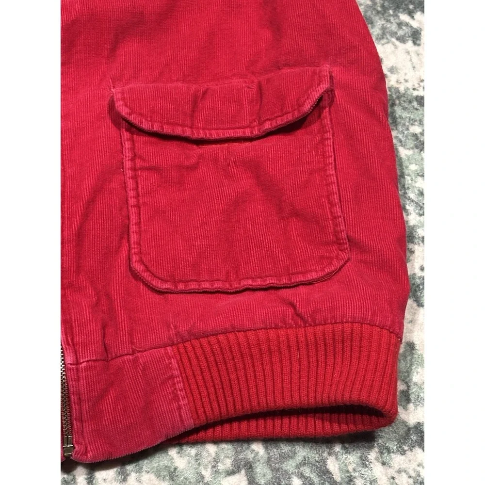 VINTAGE 1980's St. John's Bay Corduroy Vest Jacket Quilt Lined Large Red Zip Up
